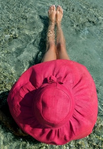 cappello, gambe, acqua, piedi, rosa, mare, rosso, tesa
